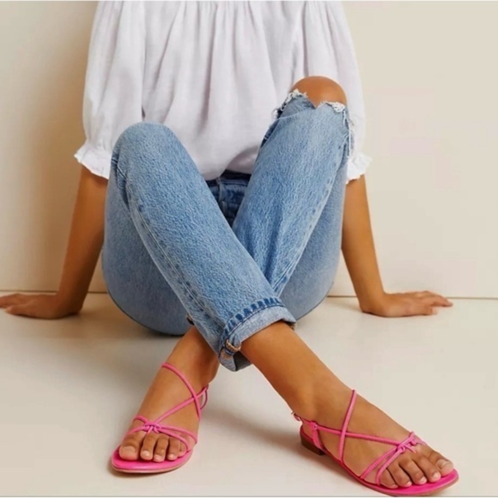 Anthropologie Pink Strappy Sandals
